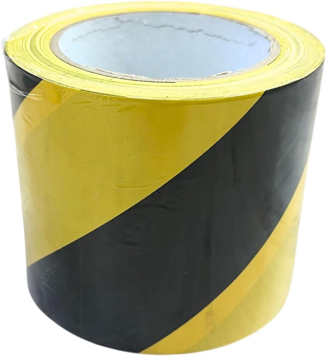 Gevaren tape 100mm x 33m - zwart/geel - sterke hechting - voorkomt ongelukken - ShopVlot