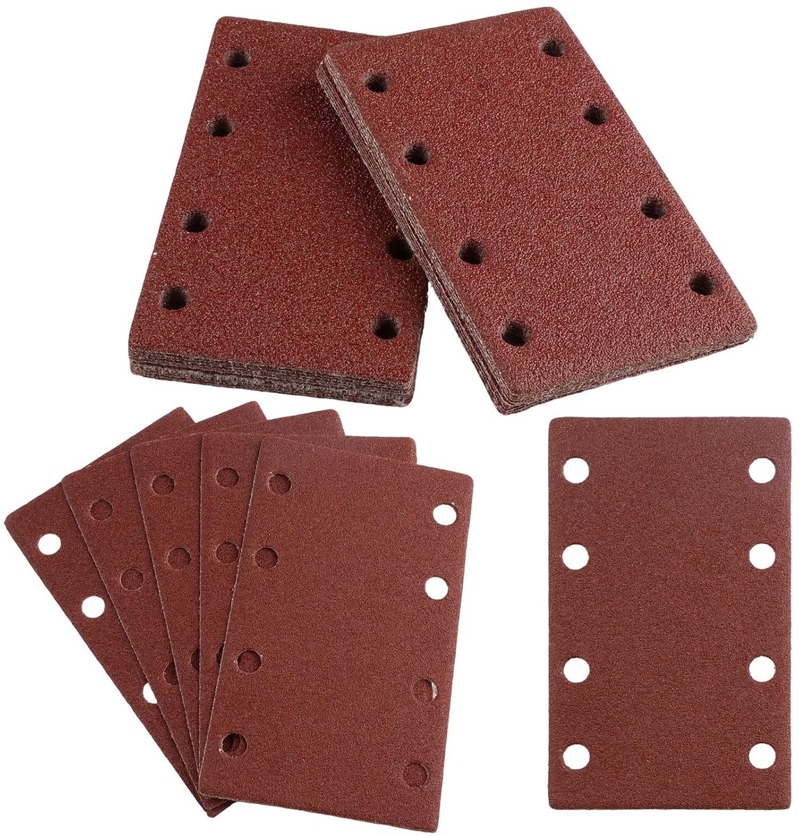 Schuurpapier 50 vellen - 8 gaten - korrelgrootte 40/60/80/120/240 - geschikt voor hout en metaal - ShopVlot