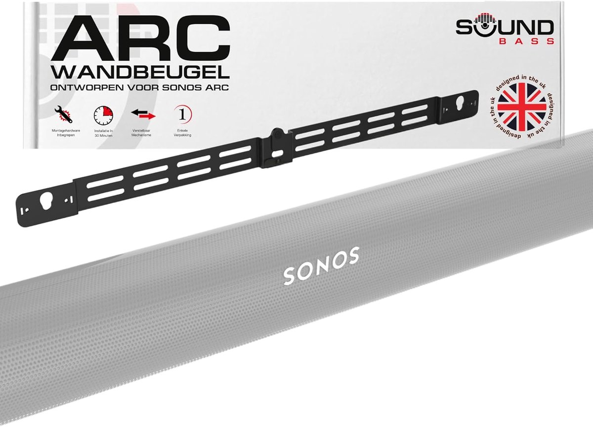 Wandbeugel voor Sonos Arc - Zwart - Verstelbare diepte - Inclusief alle benodigde hardware - ShopVlot