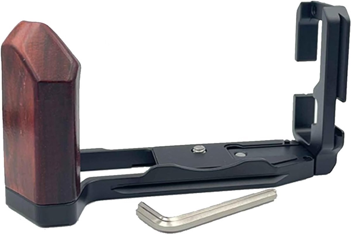 L-Plate houder voor Fujifilm X-T5 - Ebenhouten handgreep - Arca snelkoppeling - Comfortabele grip voor fotograferen - ShopVlot
