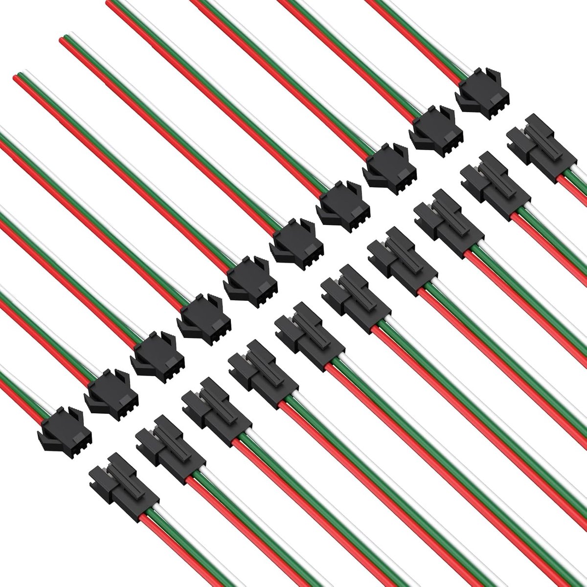 JST SM 3 Pins Connectors - 20 Paar vrouwelijk en mannelijk - 15cm kabel - Eenvoudige verbinding voor LED strips - ShopVlot