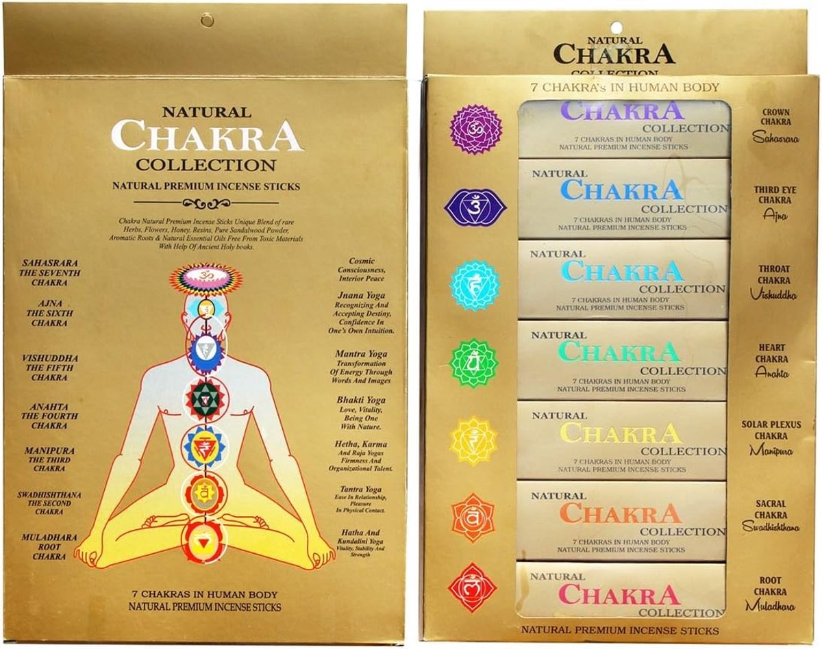 Wierook 7 Chakra Collectie - 7 pakketten van 15g - Handgerold - Ideaal voor meditatie - ShopVlot