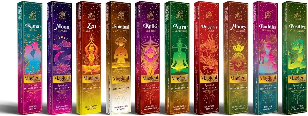 Wierookstokjes set - 10 geuren - handgerold - voor ontspanning en meditatie - ShopVlot