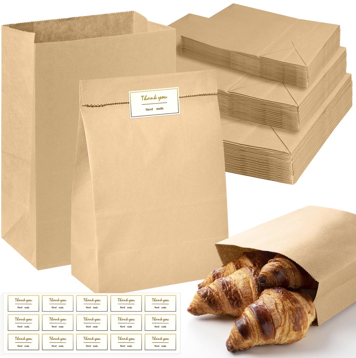 Kraftpapieren zakken set - 60 stuks - bruin - met stickers - perfecte adventskalender - ShopVlot