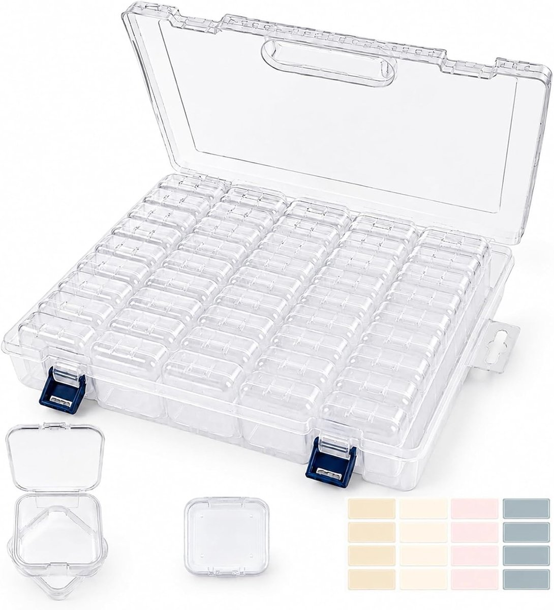 Opbergdozen set 44 kleine en 1 grote doos - transparant plastic - ideaal voor kralen en sieraden - ruimtebesparend - ShopVlot