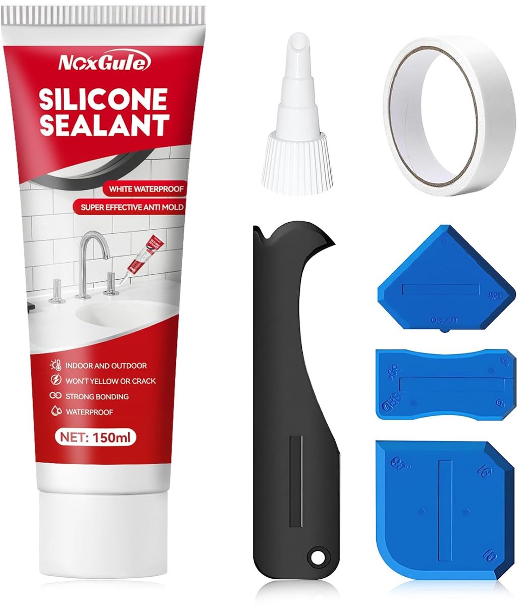 Siliconen kit 150 ml - witte waterdichte afdichting - temperatuurbestendig - ideaal voor keuken en toilet - ShopVlot