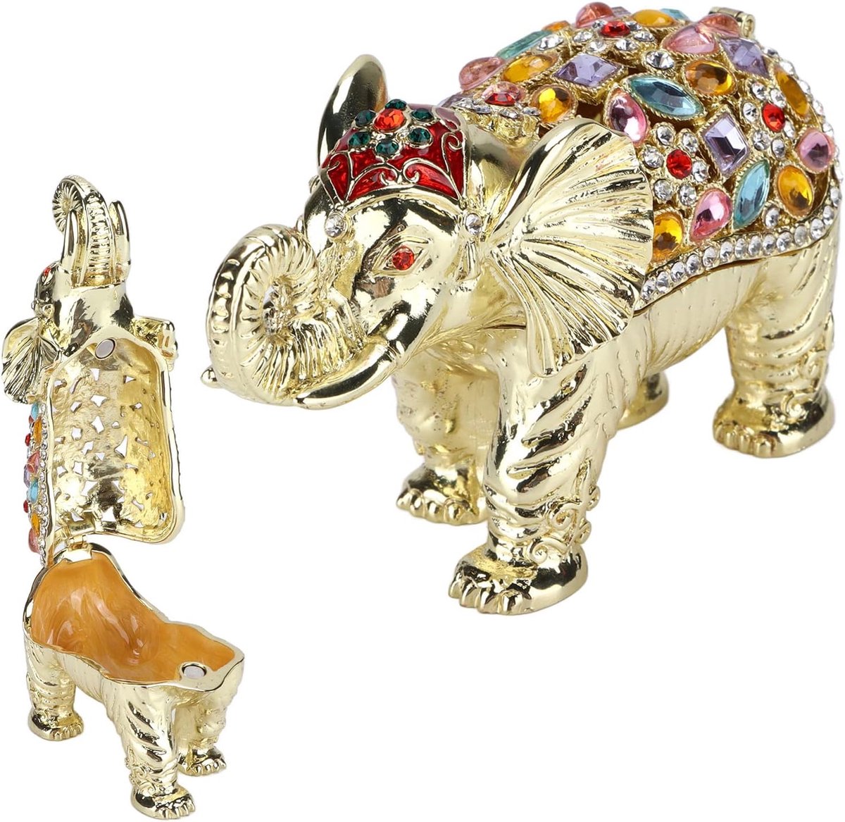 Sieradendoos mini - handbeschilderd emaille - olifant met strass - unieke organizer voor sieraden - ShopVlot