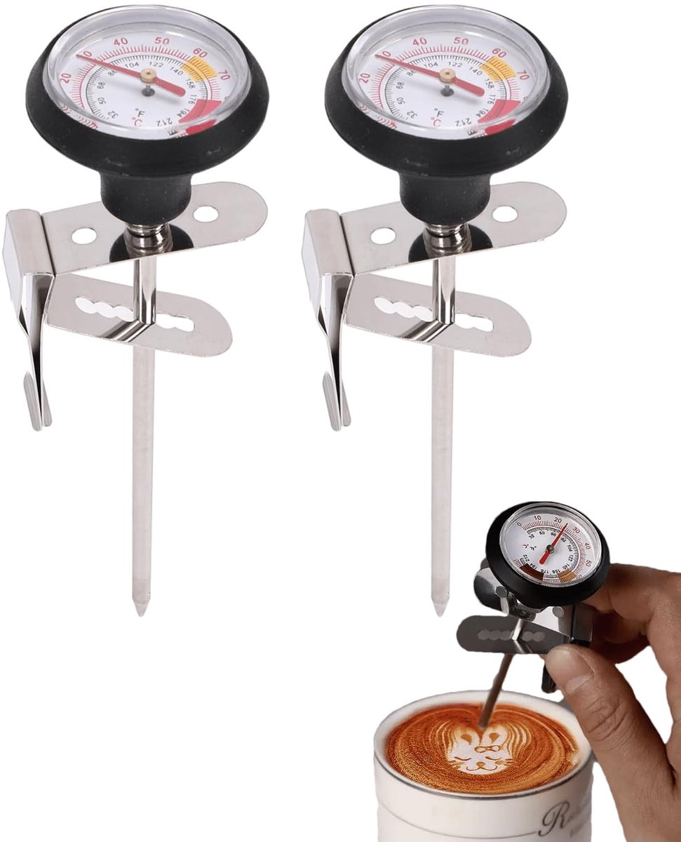 Melkopschuimer thermometer - roestvrij staal - 2 stuks - nauwkeurige temperatuurmetingen voor perfecte koffie - ShopVlot