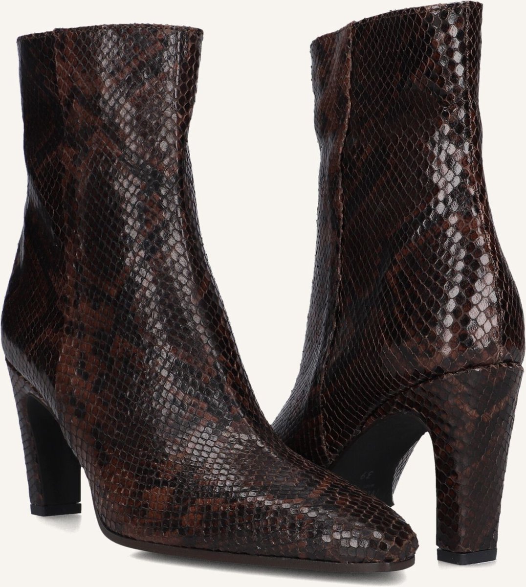 Notre-V 72539 Enkellaarsjes - Enkelboots met rits - Dames - Bruin - Maat 37