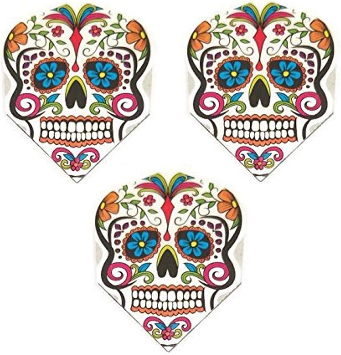 Dart flights 9 pack - 75 micron sterk - Quadro Sugar Skull - ideaal voor Halloween - ShopVlot