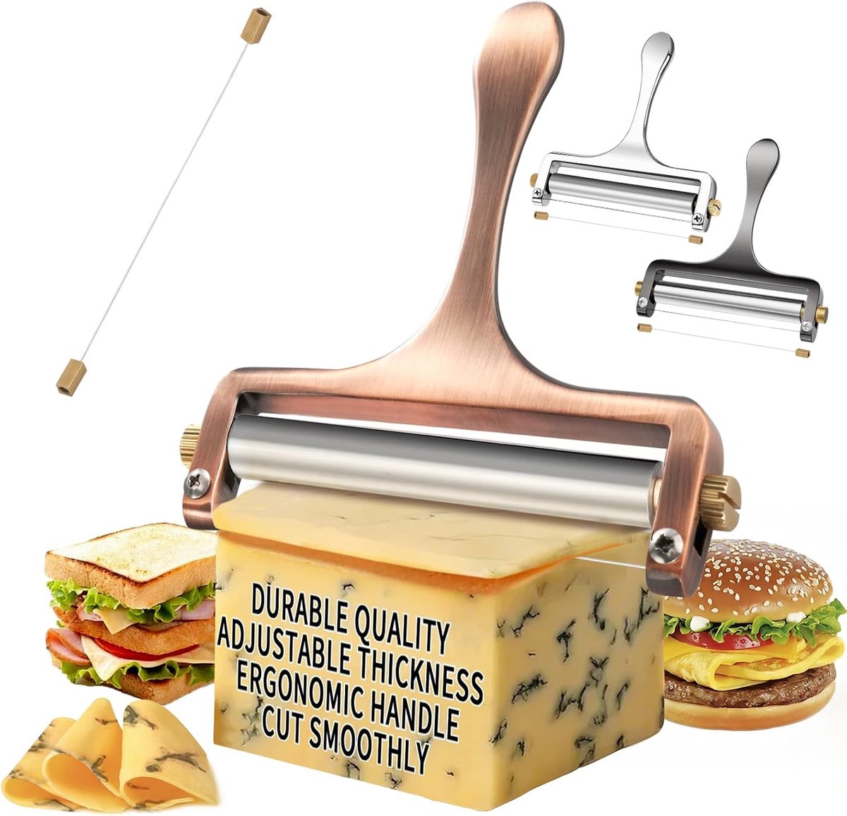 Kaas snijder - RVS draad kaas cutter - Heavy duty - Voor perfect snijden van blok kaas - ShopVlot