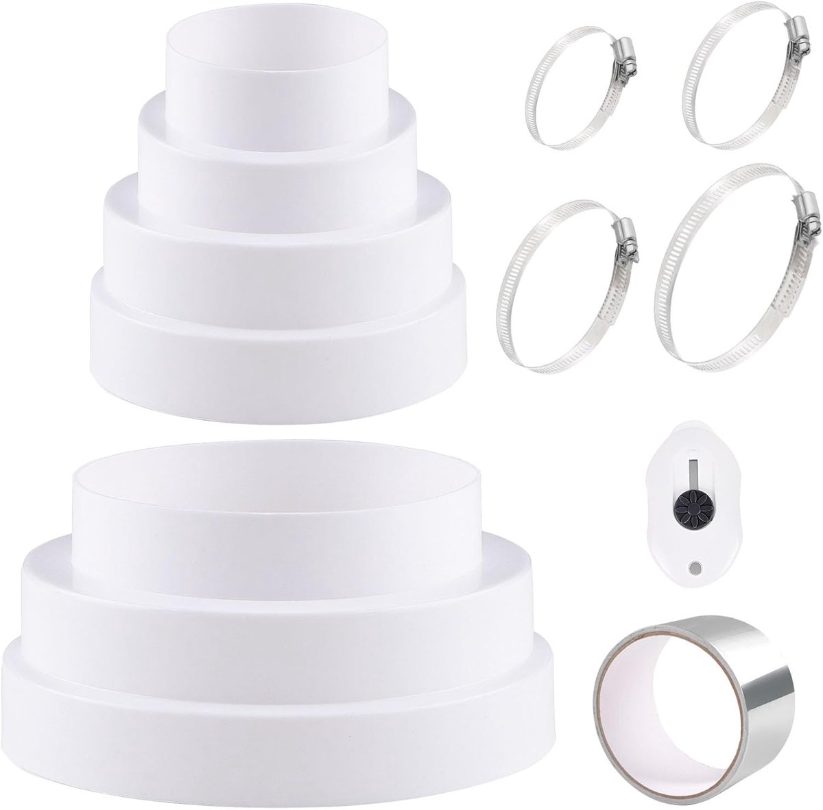 Reducer Ø 80-150 mm - aluminium folie tape - ABS - verbindingsstuk voor ventilatiesystemen - ShopVlot