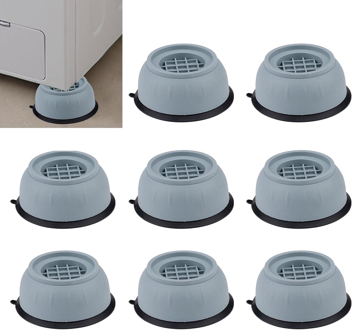 Anti-vibratie pads wasmachine - grijze schokabsorber - geluiddempende voetmatten - stabilisatie voor apparaten - ShopVlot