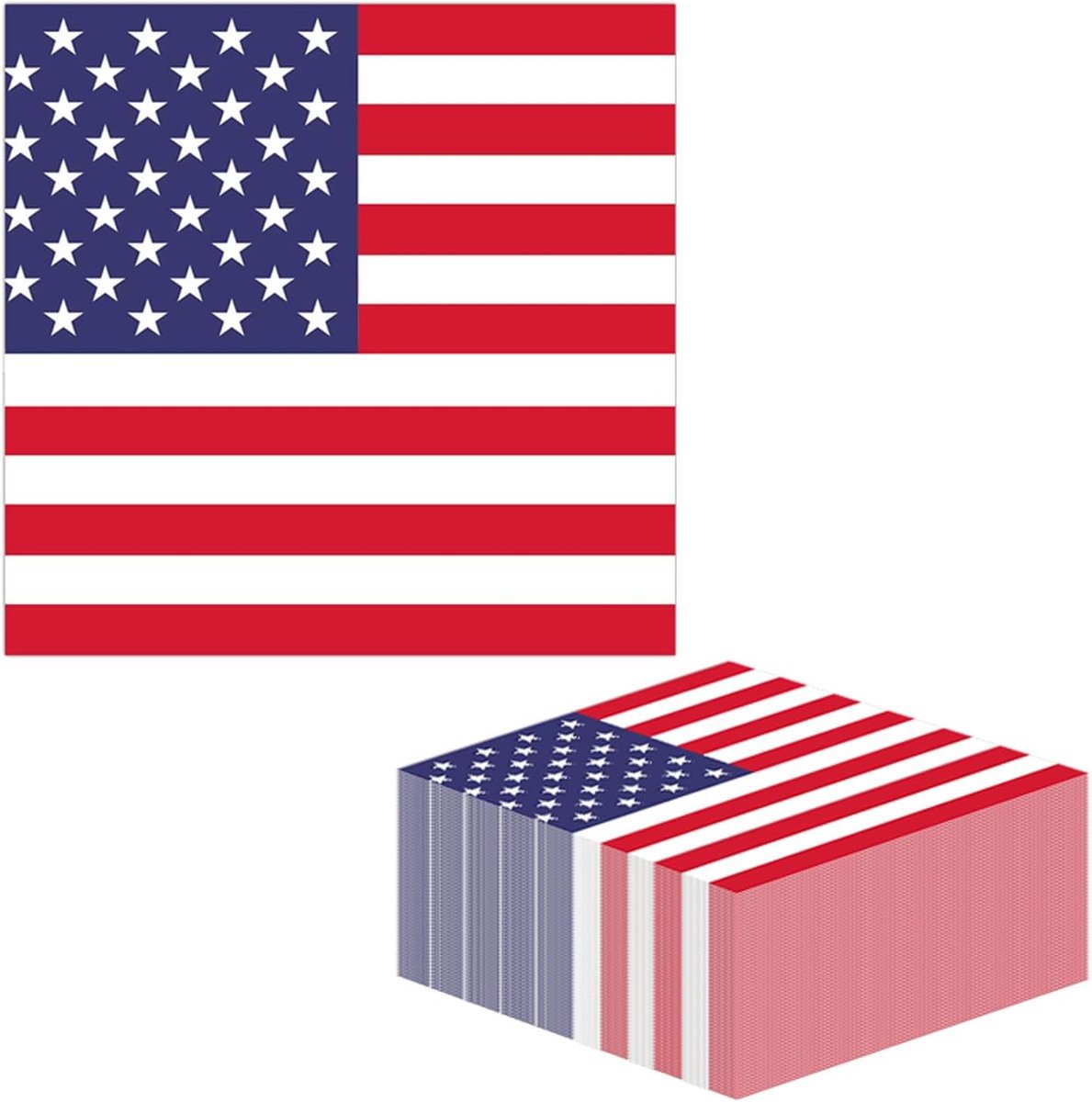 Papieren Servetten 50 Stuks - Amerikaans Thema - Rood Wit Blauw - Ideaal voor Feestdagen - ShopVlot