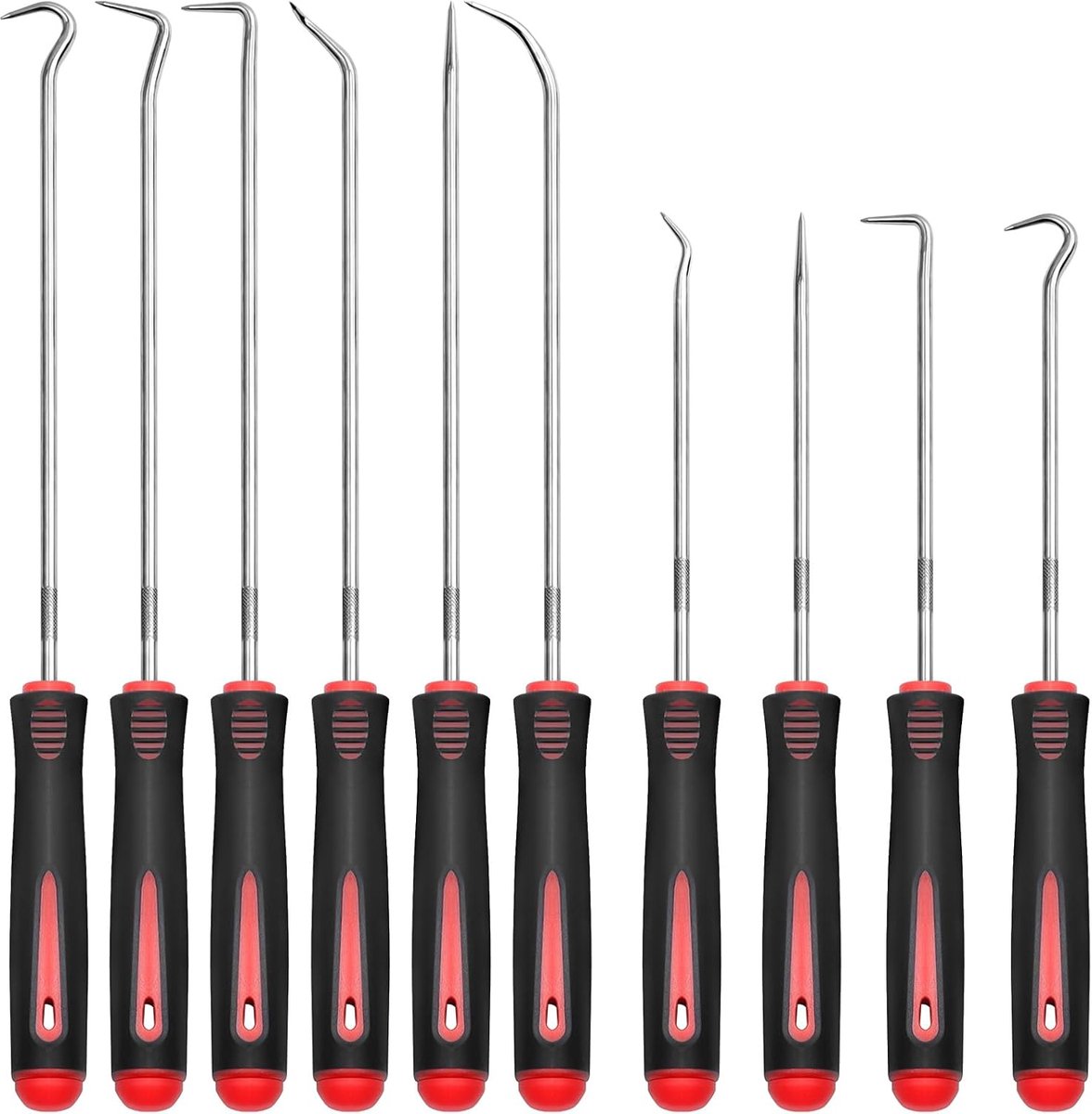 Pick- en haken set 10-delig - rood - golfafdichtring gereedschap - ideaal voor precisiewerk - ShopVlot