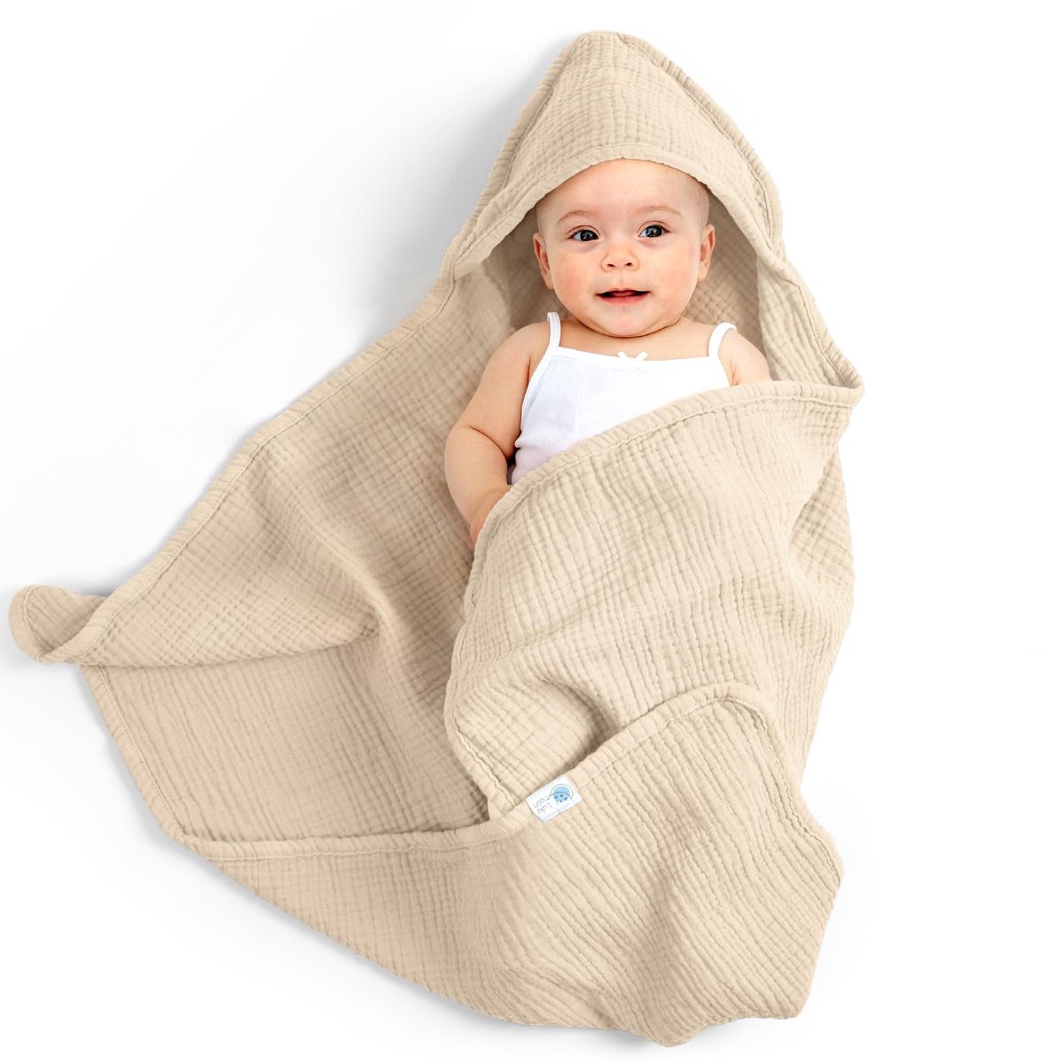 Babyhanddoek met capuchon 75 x 76 cm - mousseline katoen - extra zacht en absorberend - ShopVlot