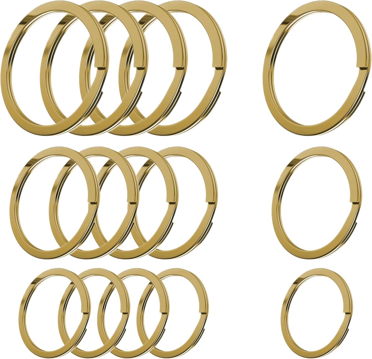 Sleutelhangers set - gehard staal - 5 x 30mm, 5 x 25mm, 5 x 20mm - duurzame sleutelbinding - ShopVlot