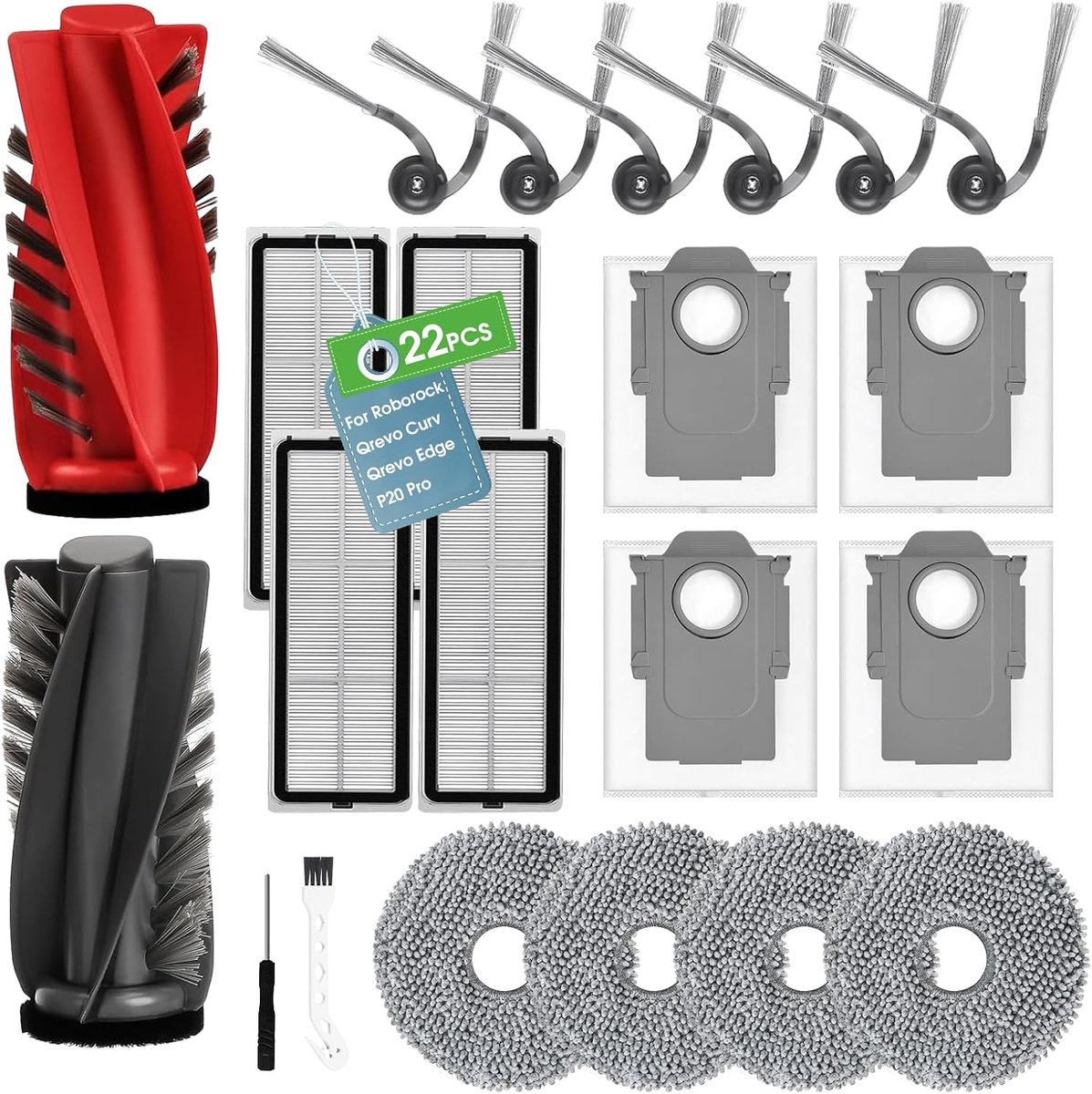 Accessoires voor stofzuiger - 22-delige set - compatibel met Roborock Qrevo - ShopVlot