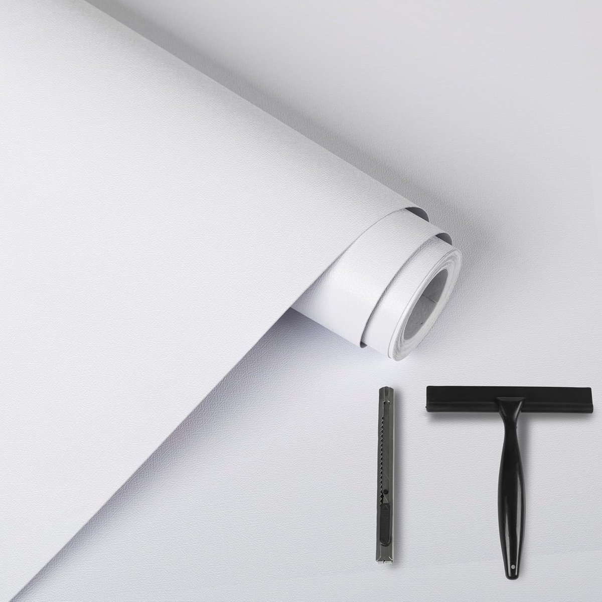 Zelfklevend behang 60 x 500 cm - sneeuwwit vinyl - waterdicht en verwijderbaar - ideaal voor meubels - ShopVlot