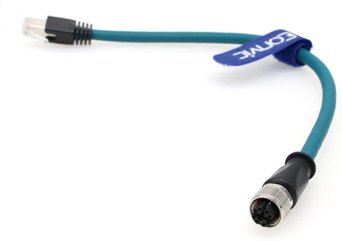 M12 X-code 8 Pin Female naar RJ45 Cat-7e Ethernet Kabel - 30CM - Hoog flexibele, zware uitvoering - ShopVlot