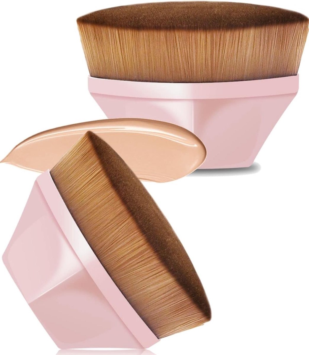 Kabuki foundation brush set - 2 stuks - ergonomisch ontwerp - voor een egale make-up applicatie - ShopVlot