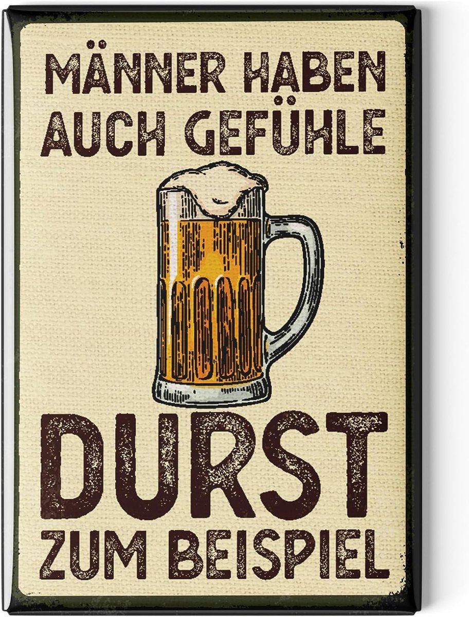 Fridge magnets grappig 8 x 5.5 cm - retro ontwerpen - mannen hebben ook gevoelens - leuk voor bierliefhebbers - ShopVlot