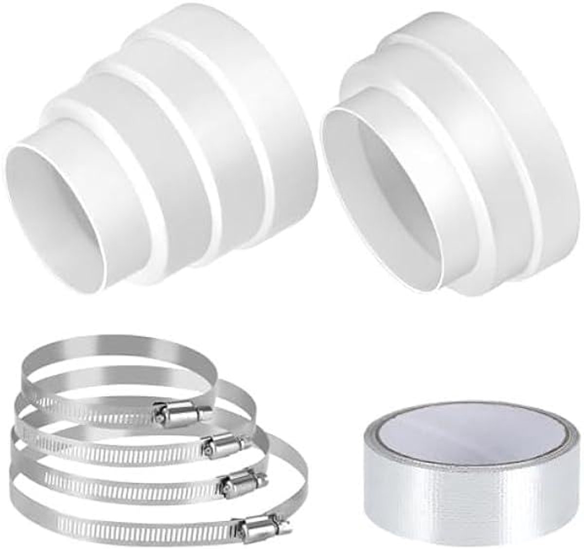 Ducting reducer 80-160mm - kanaalverloopstukken met slangklemmen - voor afzuigkappen en drogers - snelle installatie - ShopVlot
