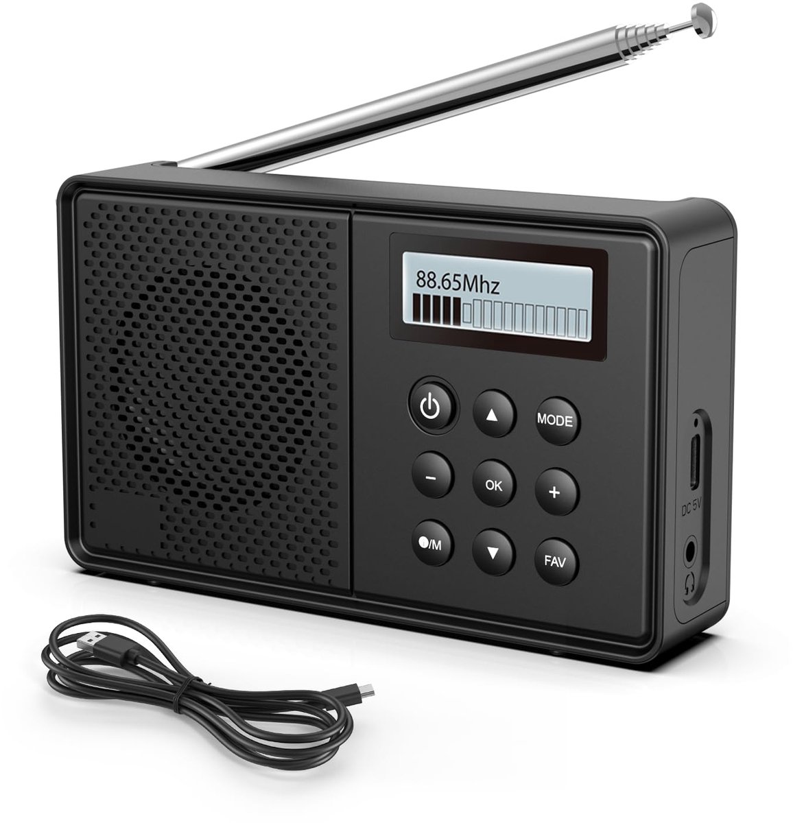 DAB-radio met 40 voorkeuzezenders - Bluetooth - oplaadbaar - dubbele alarmfunctie - ShopVlot