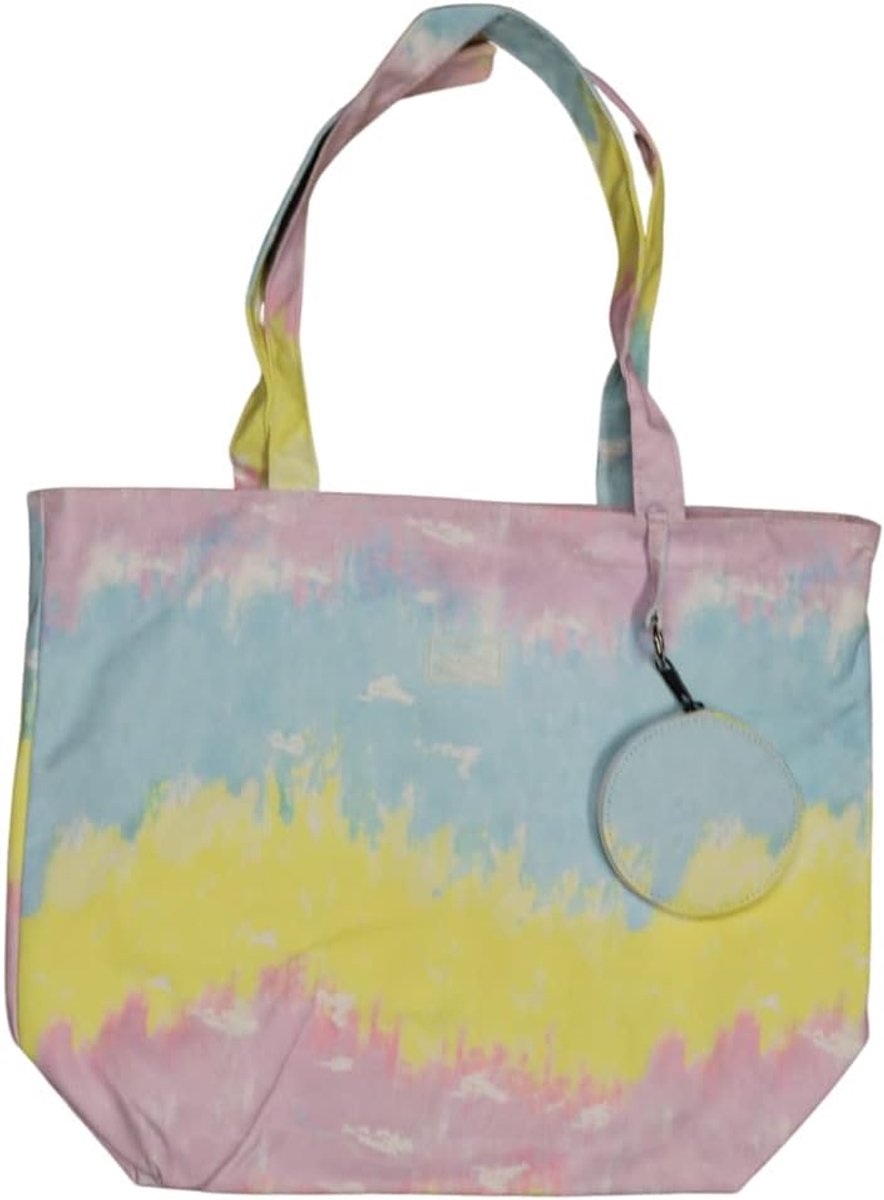 Strandtas groot - multicolor stof - met rits en portemonnee - ideaal voor op het strand - ShopVlot