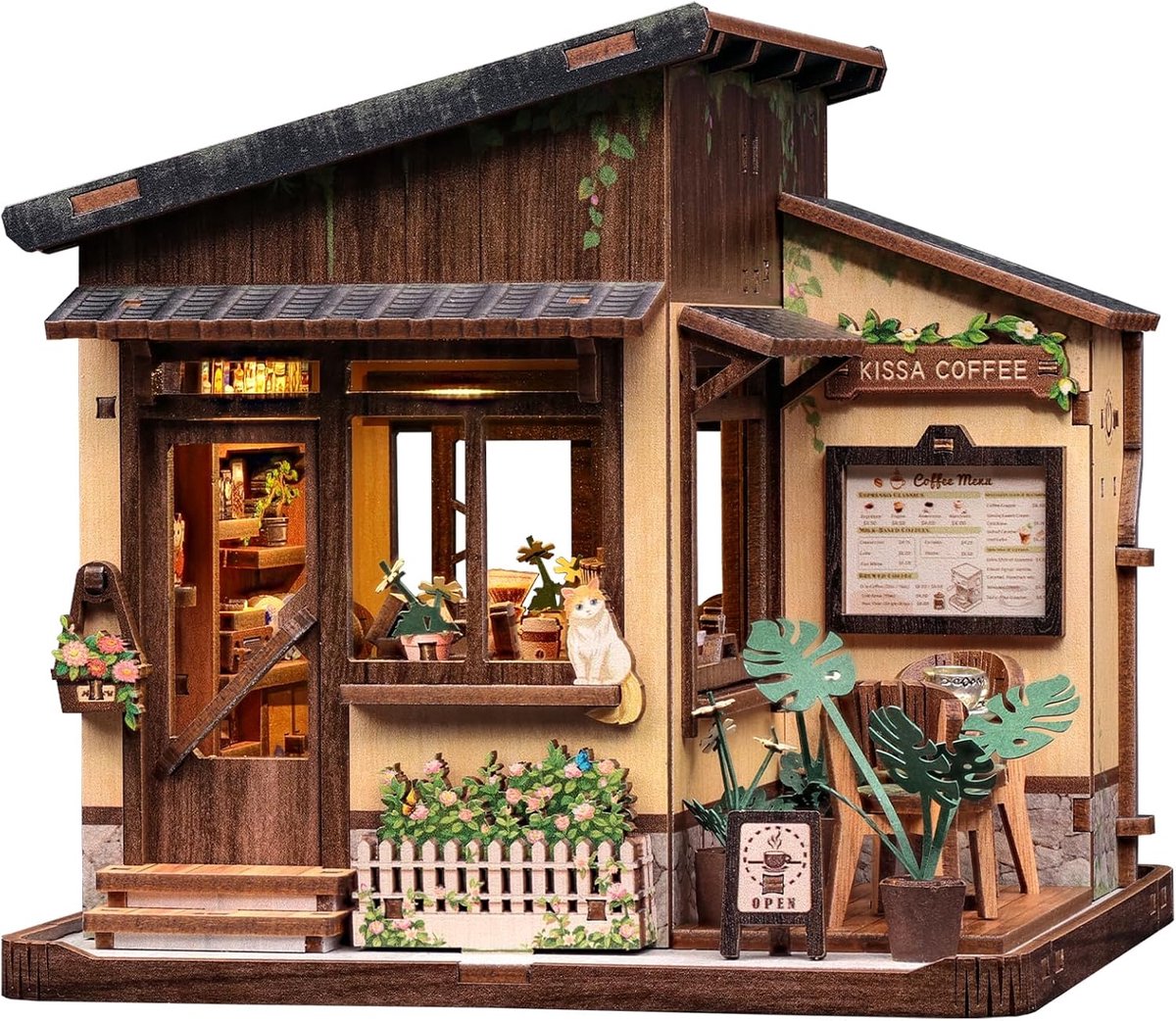 3D-houten puzzelset miniatuur huis Japan - boekenkastdecoratie - stressvermindering - snel doe-het-zelf plezier - ShopVlot