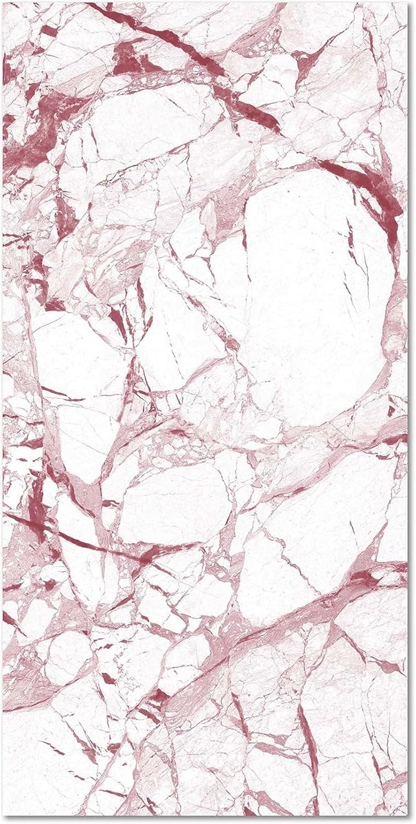 Vinyltapijt 40 x 80 cm - marmerwit en roze - antislip en brandwerend - ideaal voor binnen en buiten - ShopVlot