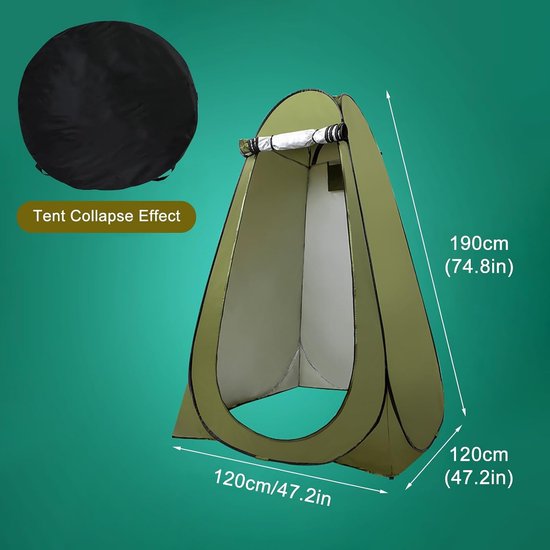 1 set - Privacytent - Snel op te zetten pop-up tent - Buitendouchetent - Omkleedtent voor op de camping - 150*150*190 cm - Geschikt voor kamperen, vissen en fotografie - Legergroen — afbeelding 2