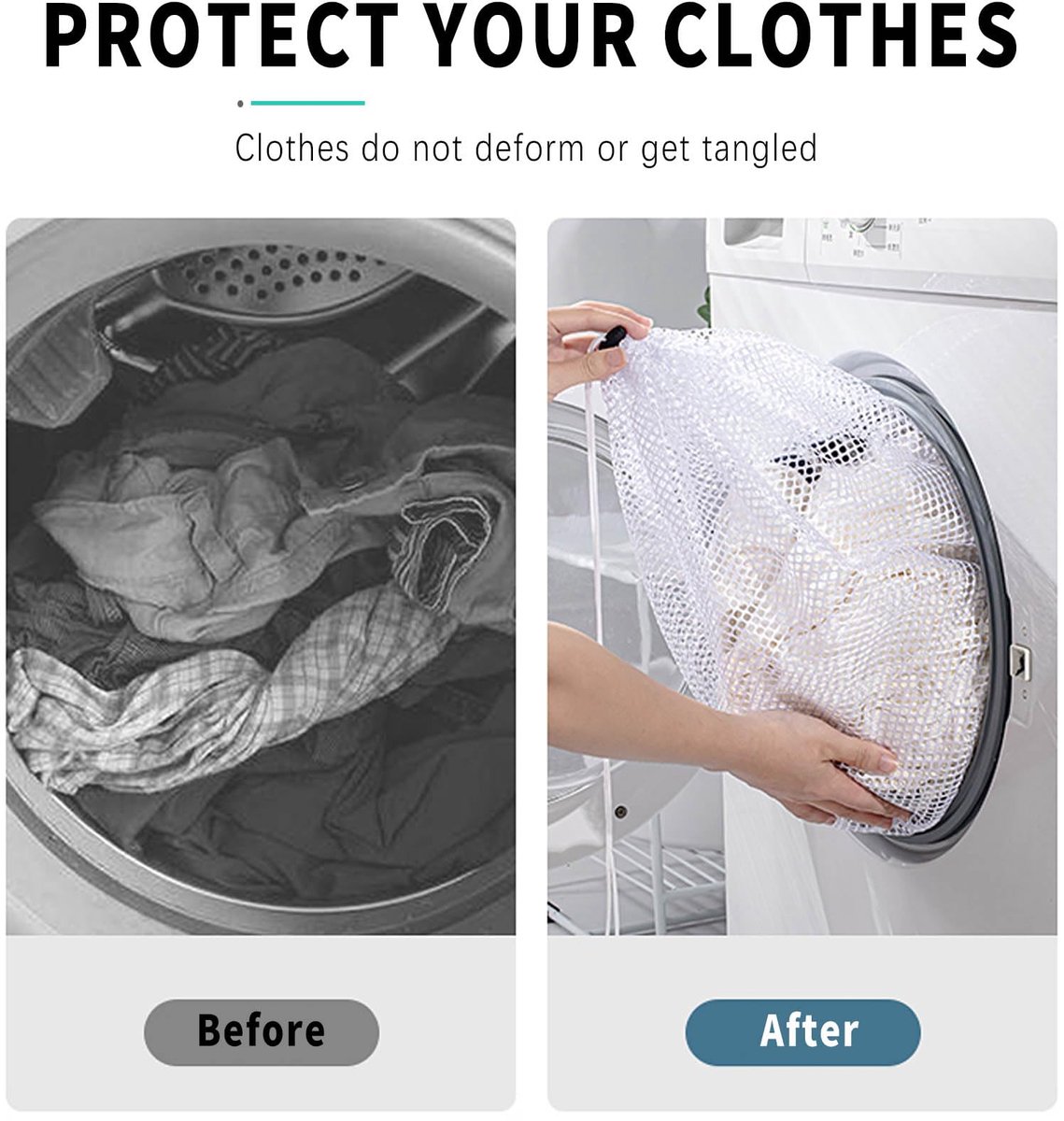 Wasnet voor wasmachine 3 stuks - 40-60cm - herbruikbaar - beschermt kleding tegen vervorming - ShopVlot