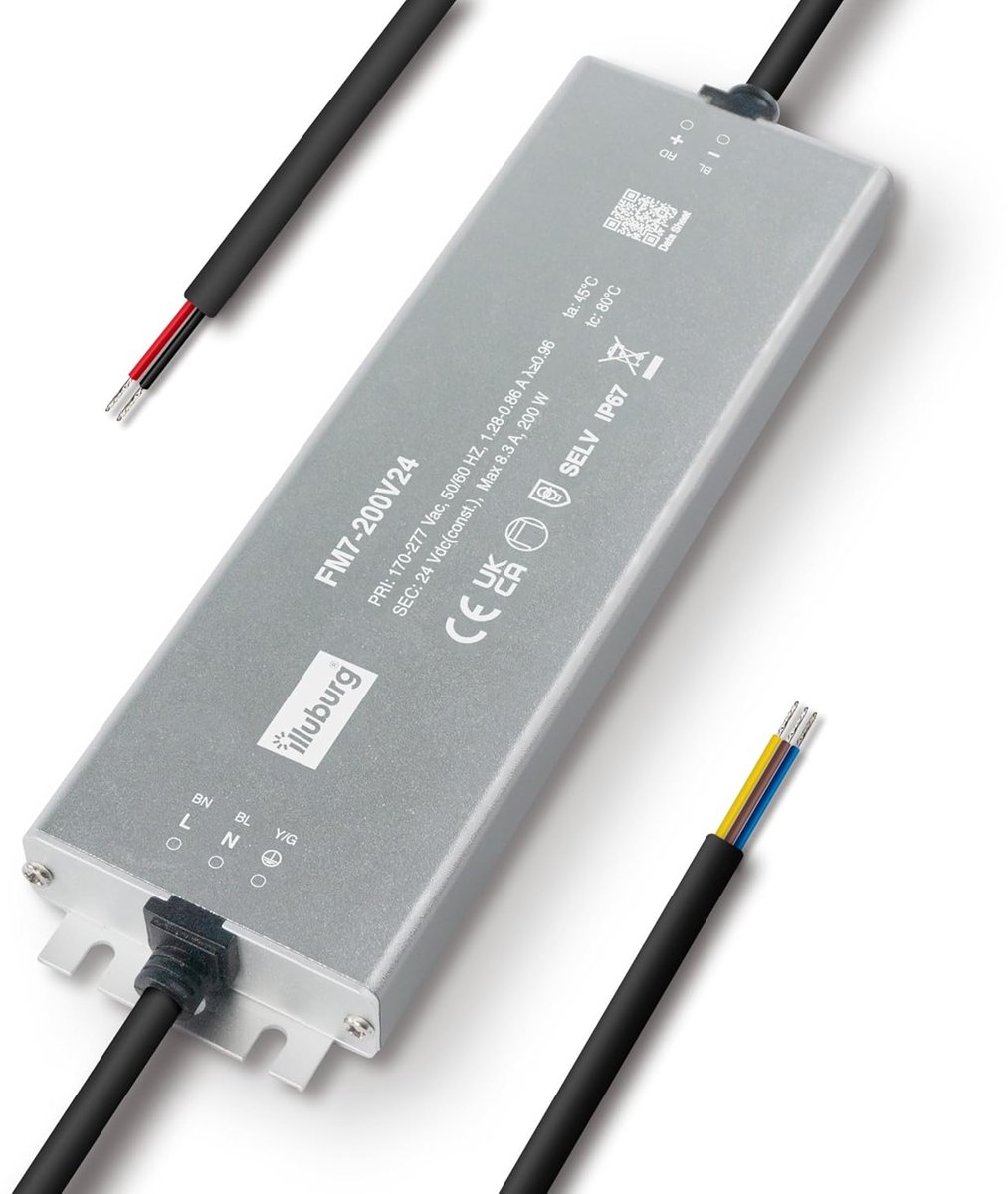 LED driver 24V 200W - Waterproof IP67 - Slim ontwerp - Flickervrij voor LED strips - ShopVlot