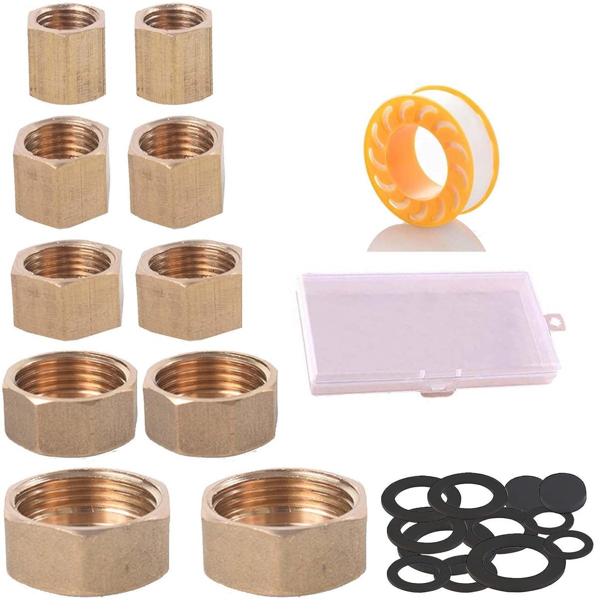 Messing Blindstoppen 3/4 Inch - Met Rubberen Afdichtingen - Set van 10 Stuks - Ideaal voor Tuinwaterleiding - ShopVlot