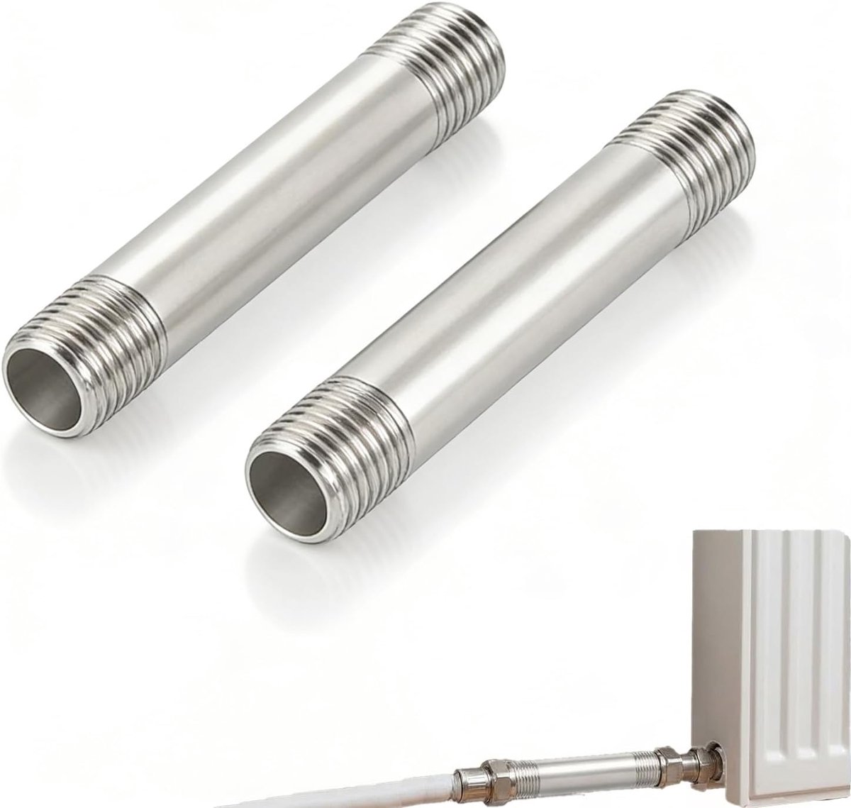 Roestvrijstalen buisfittingen 100 mm - mannelijke 1/2 inch - voor sanitaire systemen - duurzame kwaliteit - ShopVlot