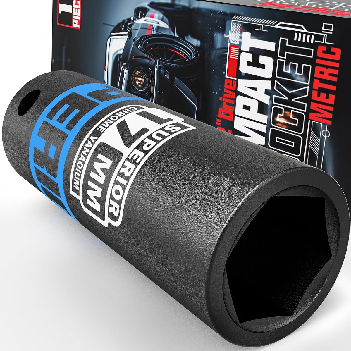 Deep Impact Cap Tools 17mm - Chrome Vanadium Staal - Lasergeëtste maatmarkeringen - Ideaal voor autoreparatie - ShopVlot