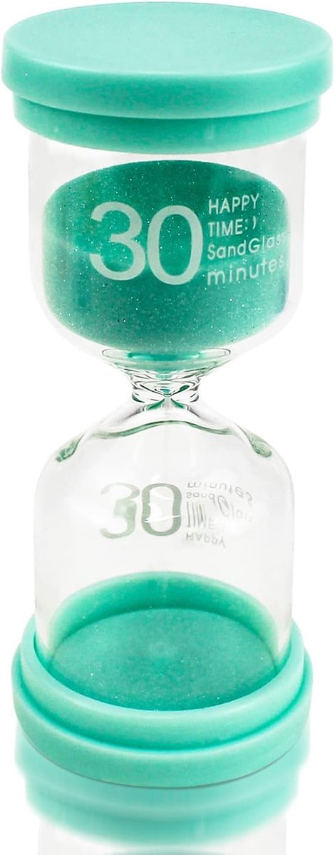 Zandloper 30 minuten - hoogwaardig glas - tijdmanagement - perfect voor werk en fitness - ShopVlot