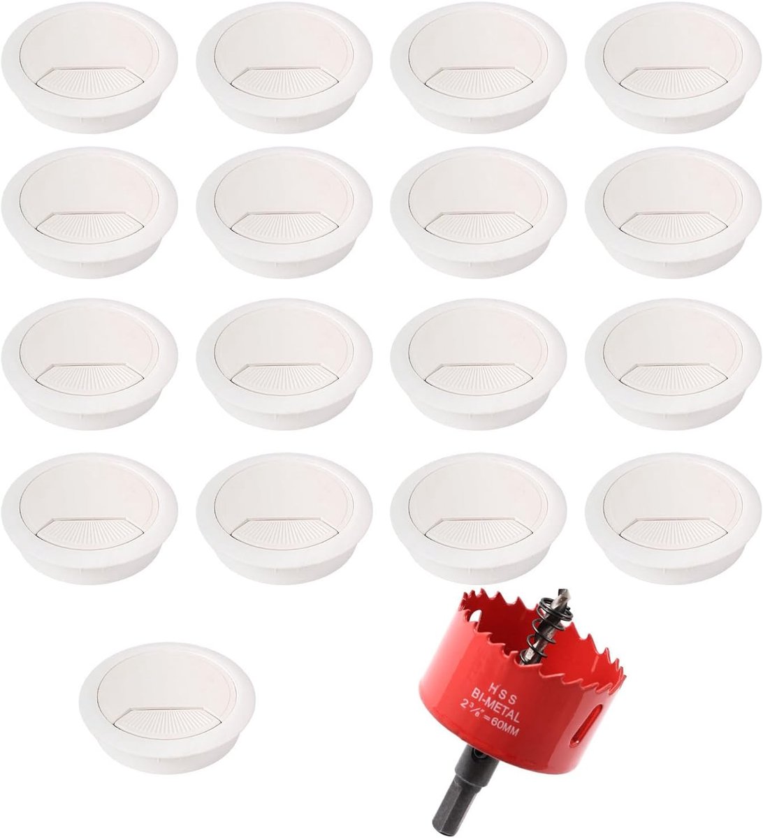 Kabeldoorvoer 60 mm Ø - Wit kunststof - Afneembare cover - Organiseer uw kabels - ShopVlot