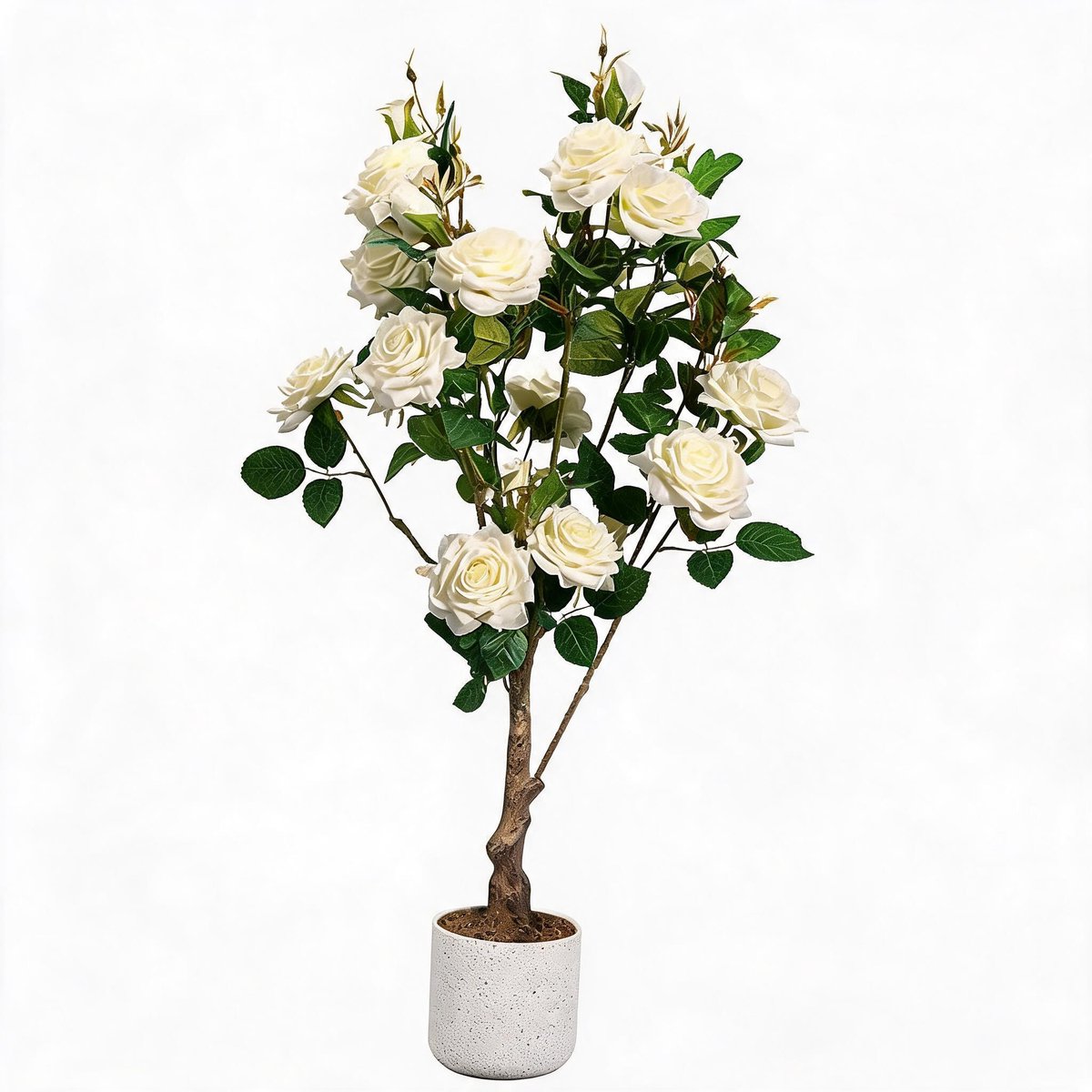 Danky - kunstrozenboom - 2 stuks 80cm wit lenteroos hoogdetail polyester voor exclusieve decoratie