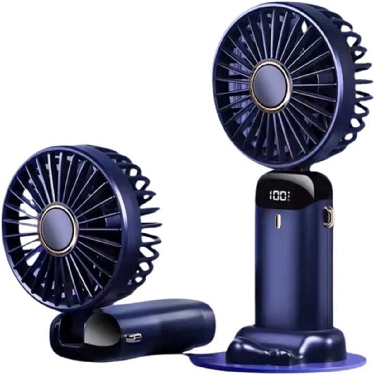 Mini- & Handventilatoren - Handventilator - Draagbare ventilator - Tafelventilator -met USB - Blauw
