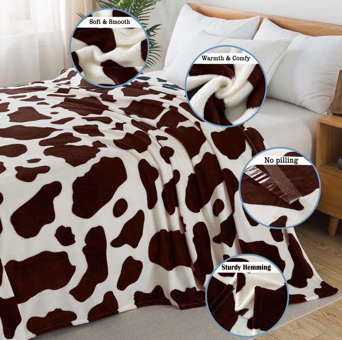 Plaid Dikke Fleece Deken 230x270 cm - Koe bruin - Zacht en warm - Ideaal voor een gezellig avondje - ShopVlot