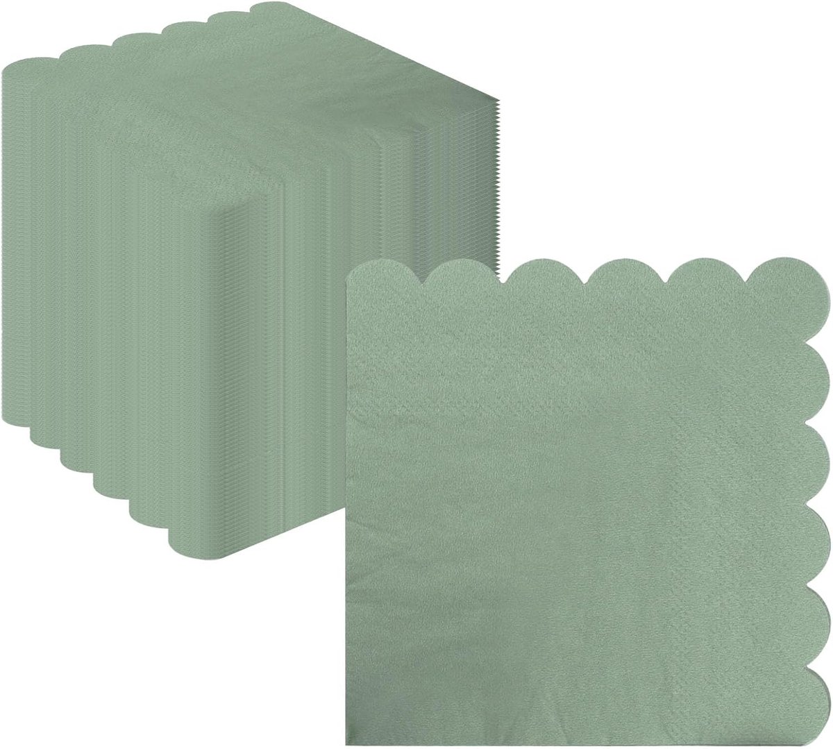 Papieren feestservetten 25 x 25 cm - saliegroen - 3-laags - absorberend - ideaal voor feestjes - ShopVlot