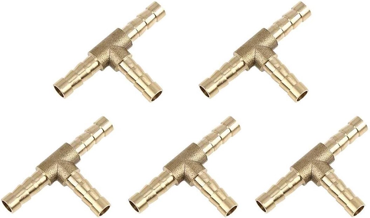 Barbed wire connector 6mm - messing T-connector - 3 weg verbinding - ideaal voor leidingen - ShopVlot