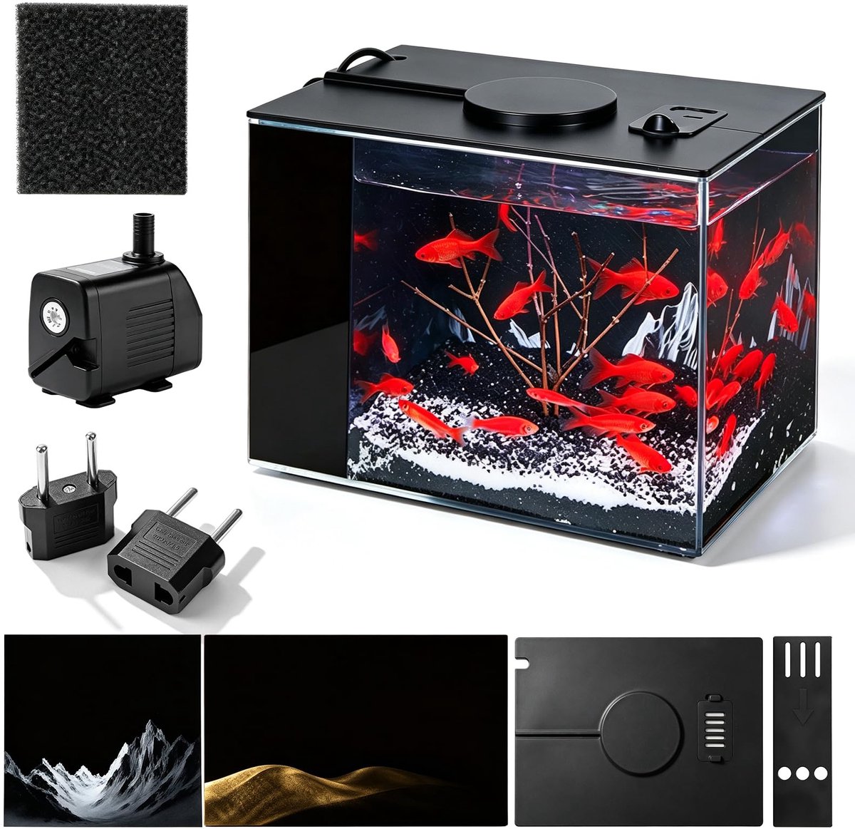 Klein aquarium complete set 3,7 l - Acryl mini-aquarium - Met filterpomp en ledverlichting - ShopVlot