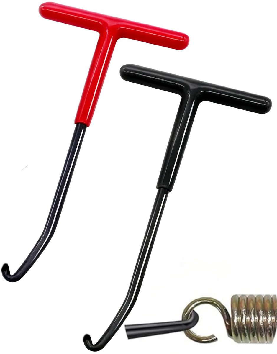 uitlaatveerhaak 16x8.5 cm - zwart - T-handgreep - ideaal voor motorfiets en trampoline onderhoud - ShopVlot