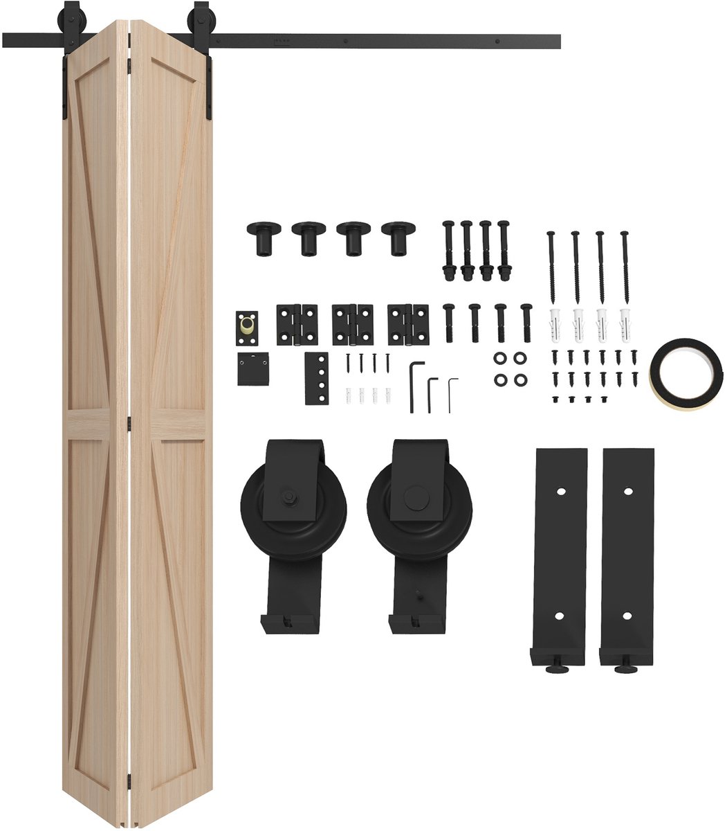 HOMCOM schuifdeurbeslagset - koolstofstaal - 152,5x0,5x4cm - zwart