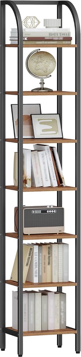 Hzuaneri-boekenkast, met 7 niveaus, 208,5cm,, – vintage bruin & zwart