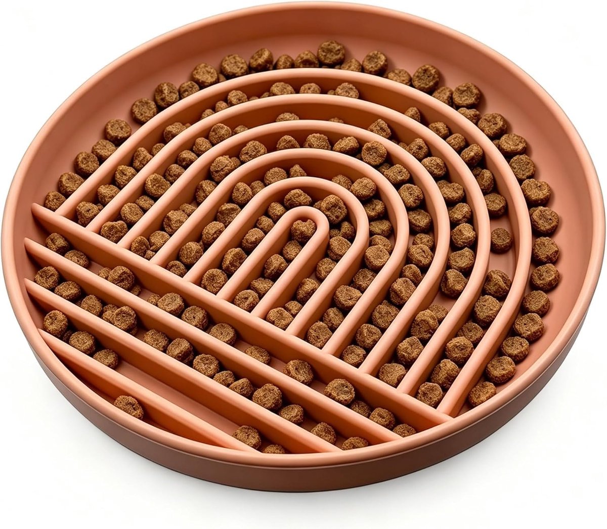 Claoner Slowfeeder hondenbak - Anti-verslikking puzzel - Met antislip bodem - Silicone - Vertraagt eten - Voor pups katten en kleine honden - Roze