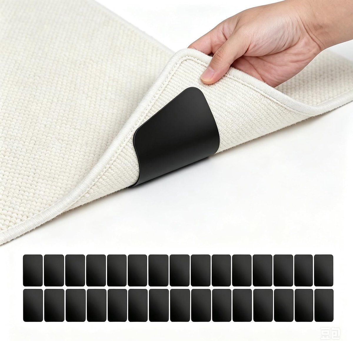 Vloerkleed antisliponderleggers 20 stuks - wasbaar 6 x 8 cm - antislip en hechtend - geen lijmresten voor tapijt - ShopVlot